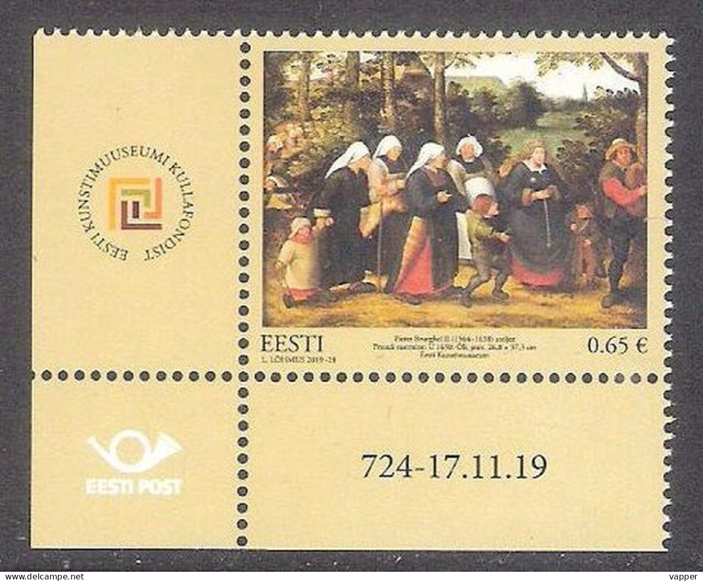 Estonian Art Museum P. Brueghel Painting 2019 Estonia MNH Corner Stamp With Issue Number Mi 970 - Other & Unclassified