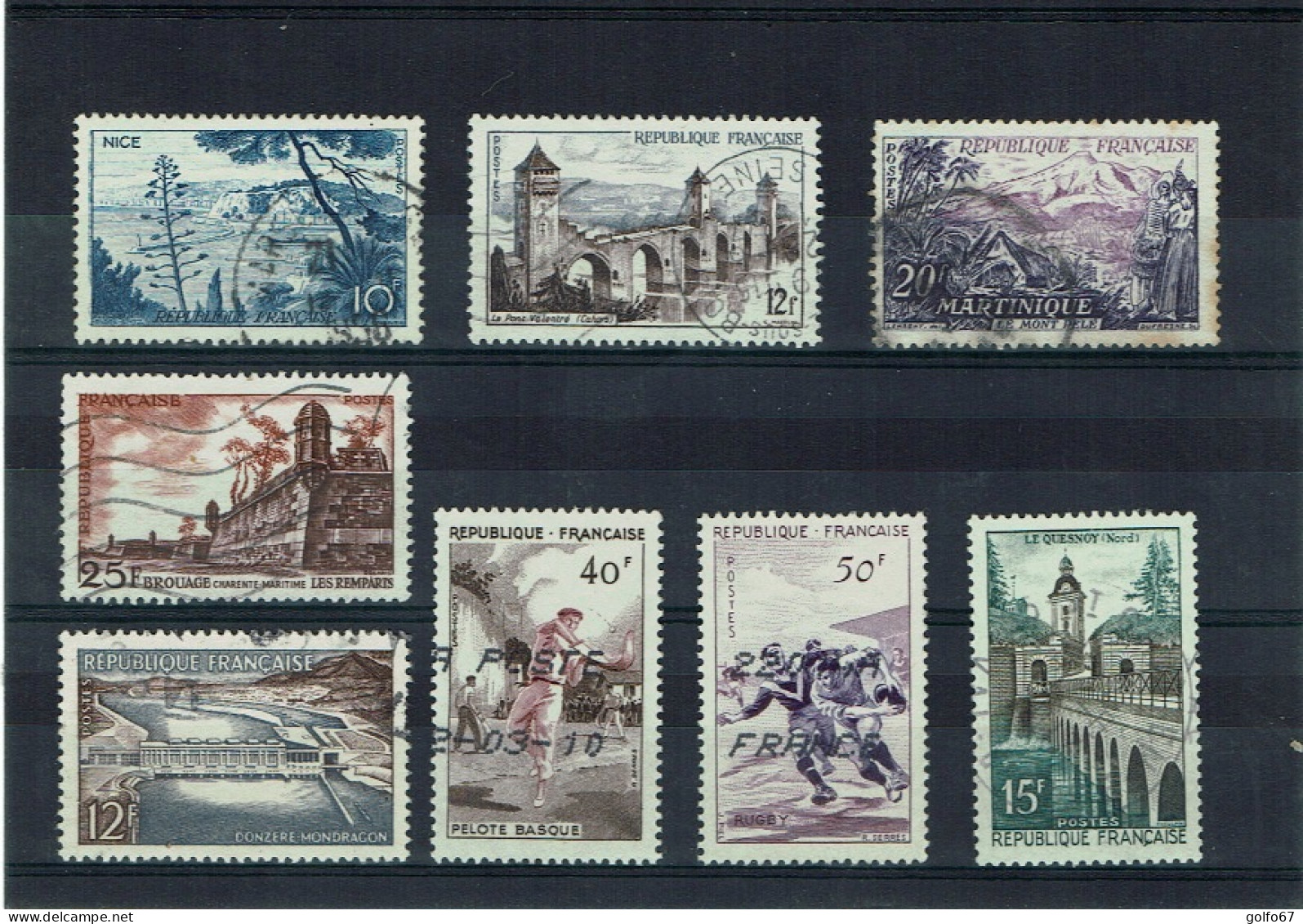 FRANCE - 1955 à 1957 Y&T N° 1038 - 1039 - 1041 - 1042 - 1073 - 1074 - 1078 - 1105 Oblit (0119) - Oblitérés