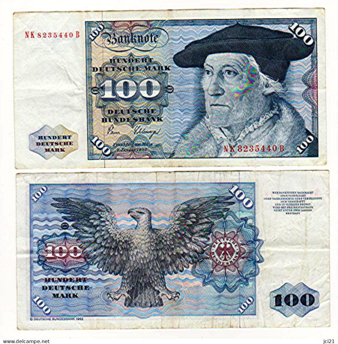 Billet De 100 Deutsche Mark Circulé "NK 8235440 B" Frankfurt 2 Januar 1980 (974)_numi24 - 100 DM