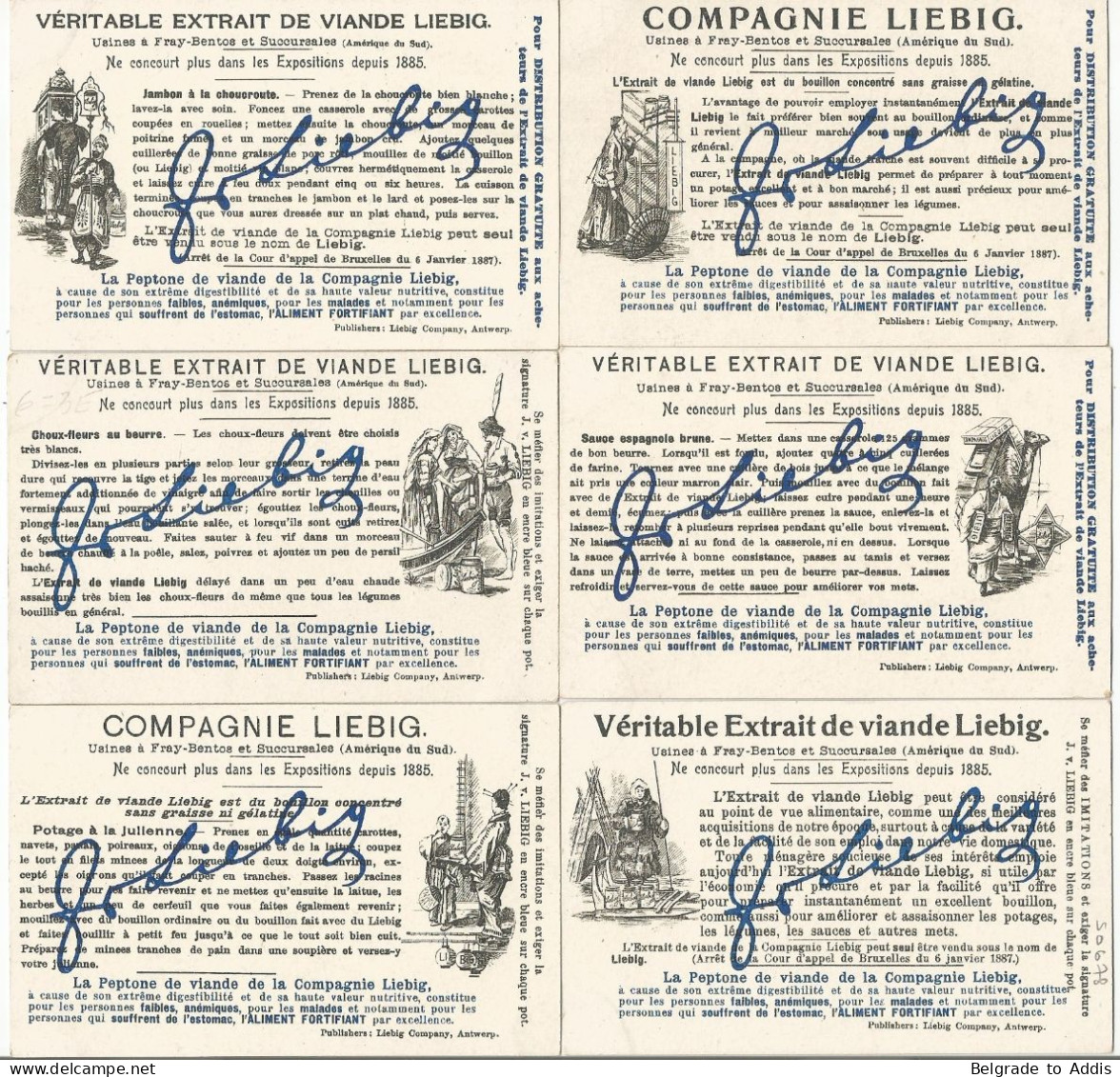 Chromo Liebig Série Compl. De 6 Chromos S_0678 Cols Et Défilés Remarquables 1902 - Liebig