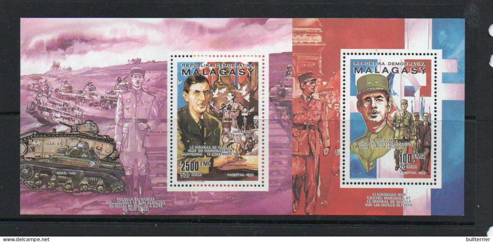 CHARLES De GAULLE-  MALAGASY - 1990- CHARLES DE GAULLE SET OF 2  SOUVENIR SHEET S MINT NEVER HINGED  - De Gaulle (General)