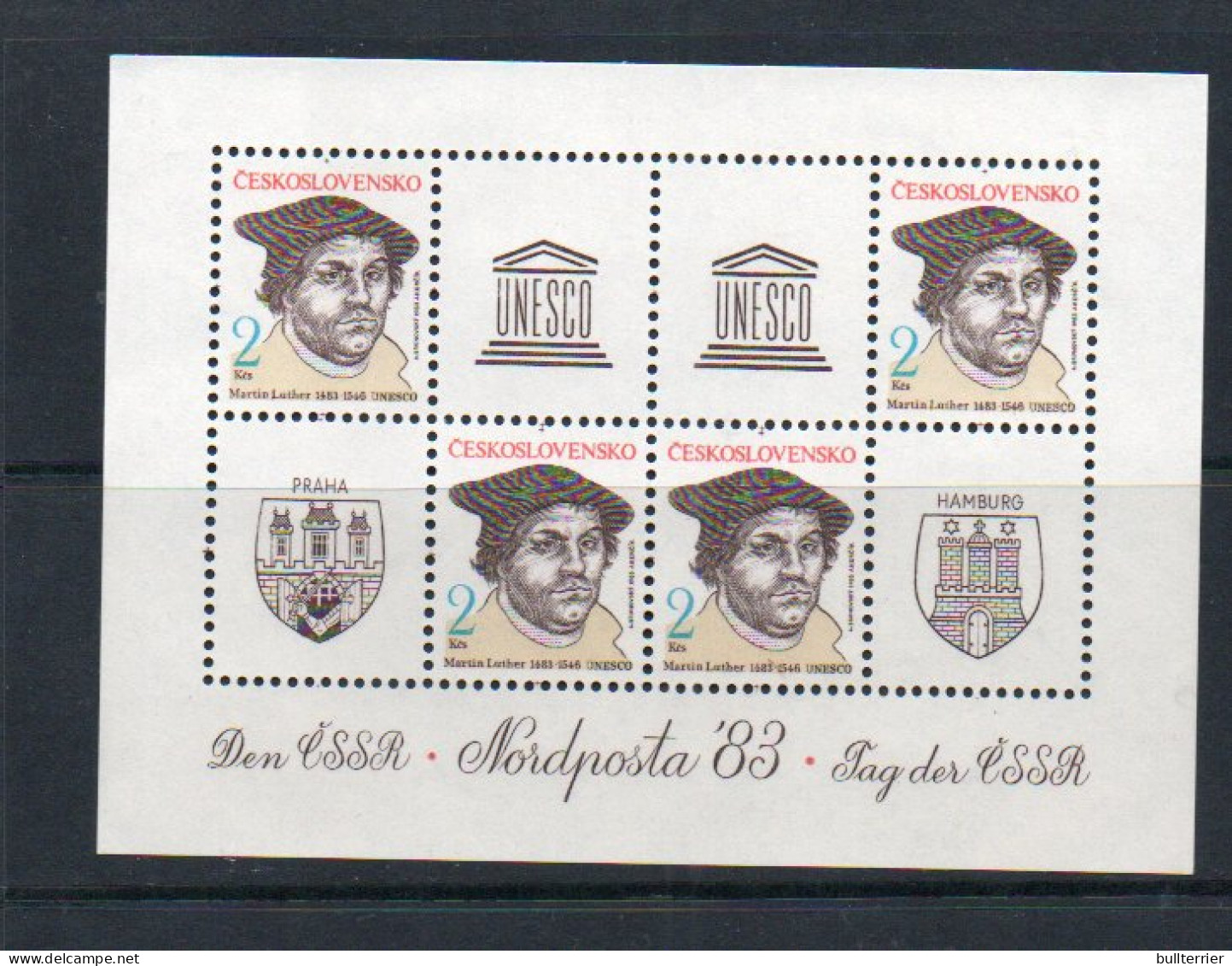 CZECHOSLOVAKIA - 1983 - MARTIN LUTHER  NORDPOSTA  SOUVENIR SHEET MINT NEVER HINGED  - Ungebraucht