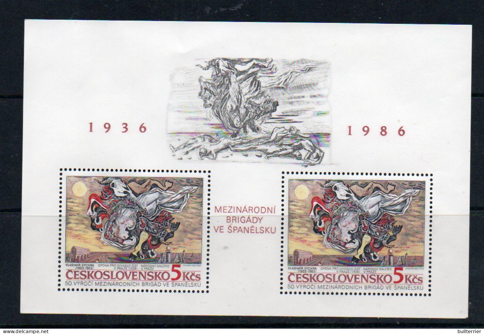 CZECHOSLOVAKIA - 1986- INTERNATIONAL BRIGADES  SOUVENIR SHEET MINT NEVER HINGED  - Unused Stamps