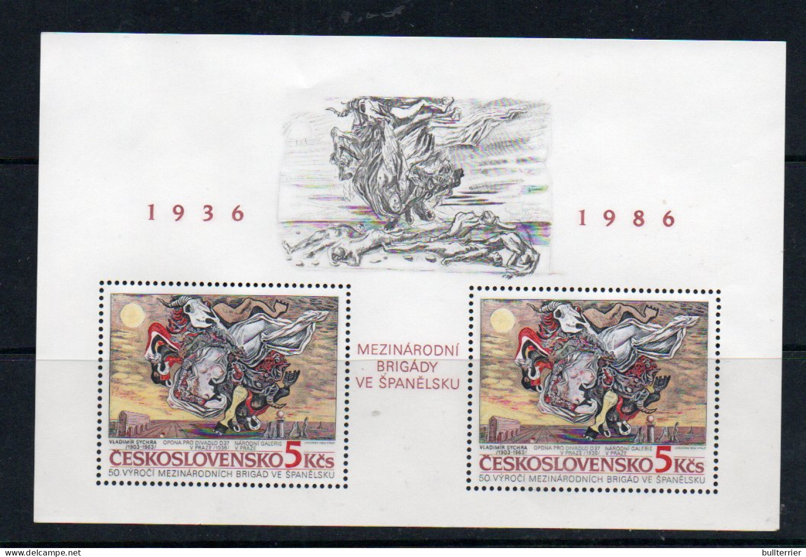CZECHOSLOVAKIA - 1986- INTERNATIONAL BRIGADES  SOUVENIR SHEET MINT NEVER HINGED  - Nuevos