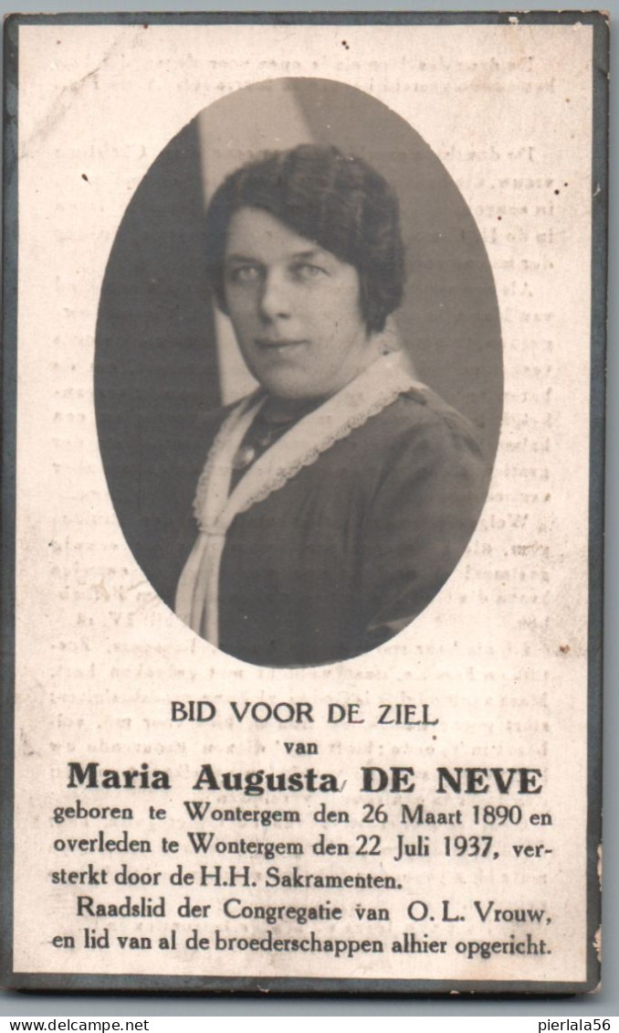 Bidprentje Wontergem - De Neve Maria Augusta (1890-1937) - Andachtsbilder