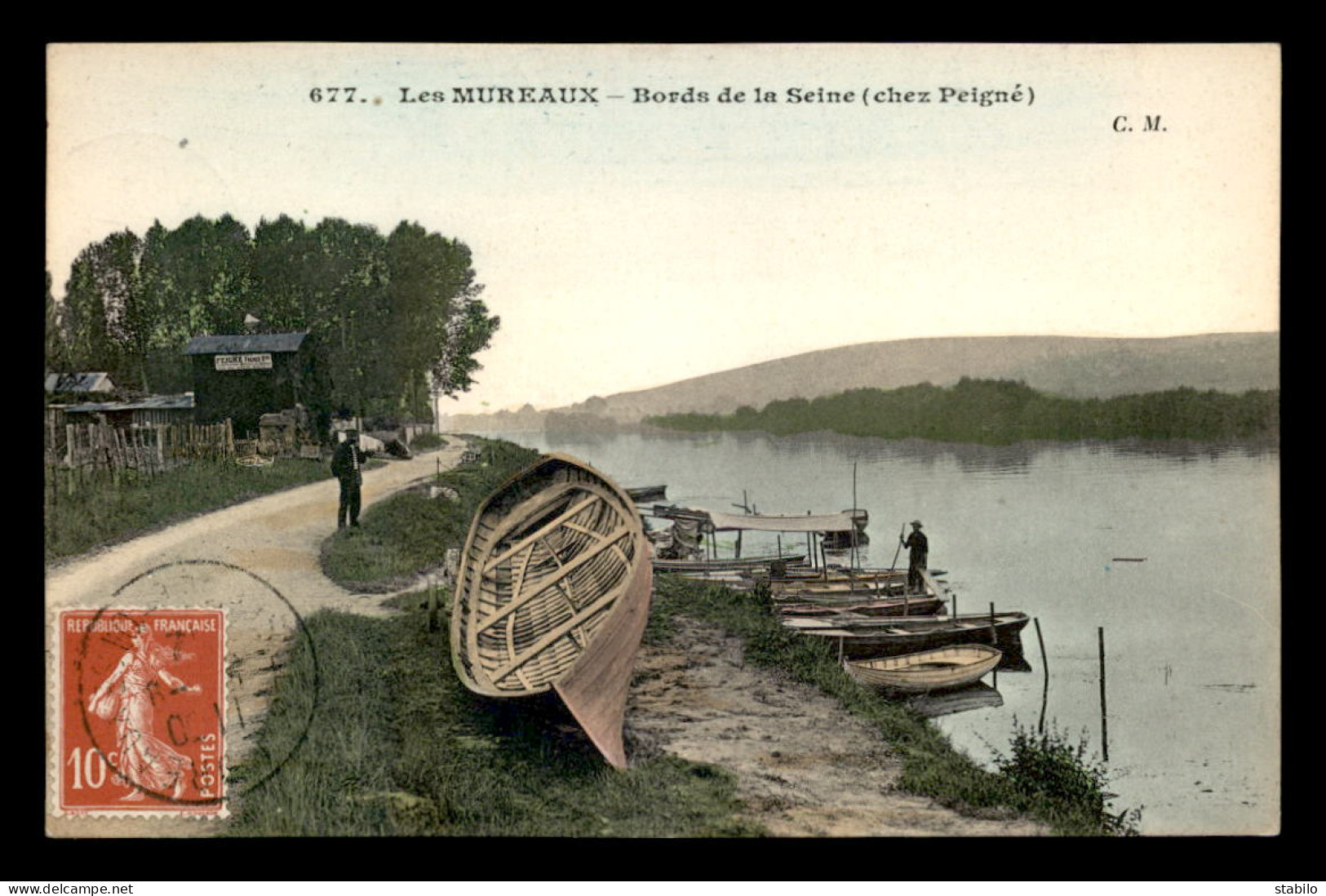 78 - LES MUREAUX - BORDS DE SEINE - CHEZ PEIGNE - CARTE COLORISEE - Les Mureaux