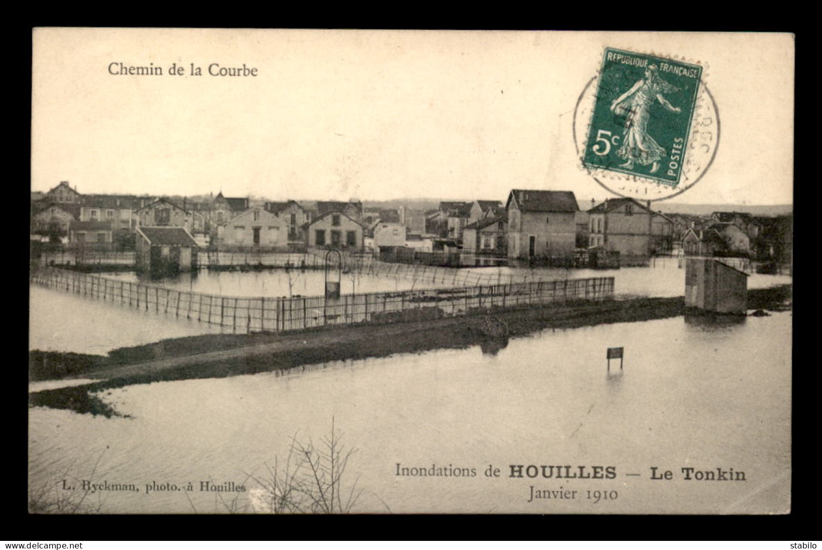 78 - HOUILLES - INONDATIONS DE 1910 - LE TONKIN CHEMIN DE LA COURBE - Houilles