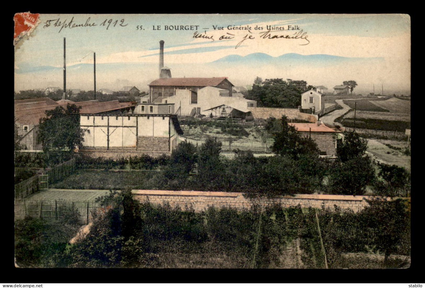 93 - LE BOURGET - LES USINES FALK - CARTE COLORISEE - Le Bourget