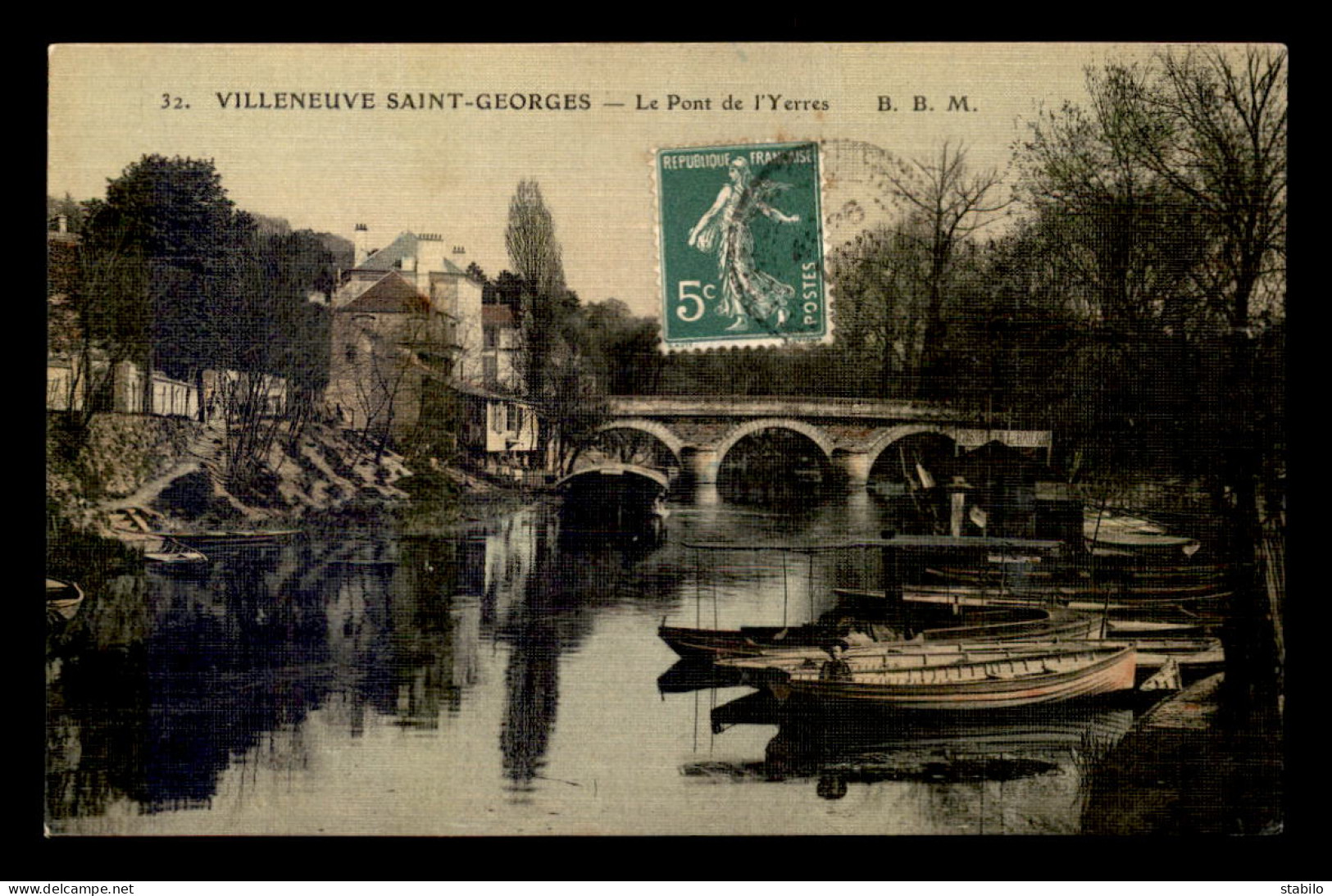 94 - VILLENEUVE-SAINT-GEORGES - LE PONT DE L'YERRES - CARTE TOILEE ET COLORISEE - Villeneuve Saint Georges