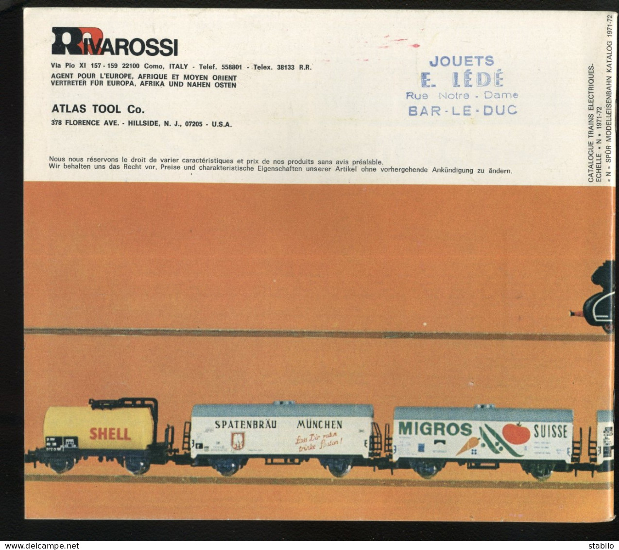 ATLAS RIVAROSSI N GAUGE - CATALOGUE 1971/1972 - Frans