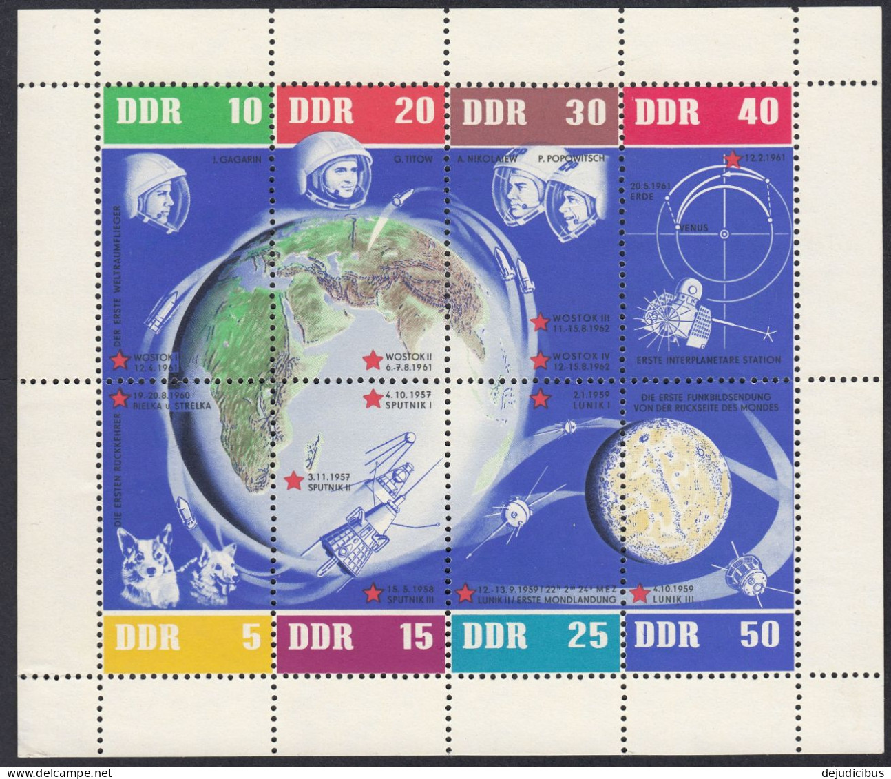 GERMANIA DDR - 1962 - Otto Valori nuovi MNH Uniti Fra Loro In Foglietto: Yvert BF 12. - 1950-1970