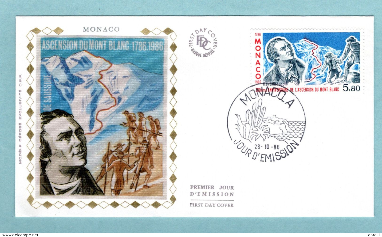 FDC Monaco 1986 - Bicentenaire 1ére Ascension Du Mont Blanc - YT 1556 - FDC