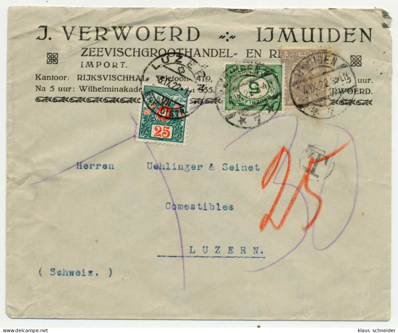 SCHWEIZ PORTO Nr 35a BRIEF MIF X4FAC22 - Postage Due