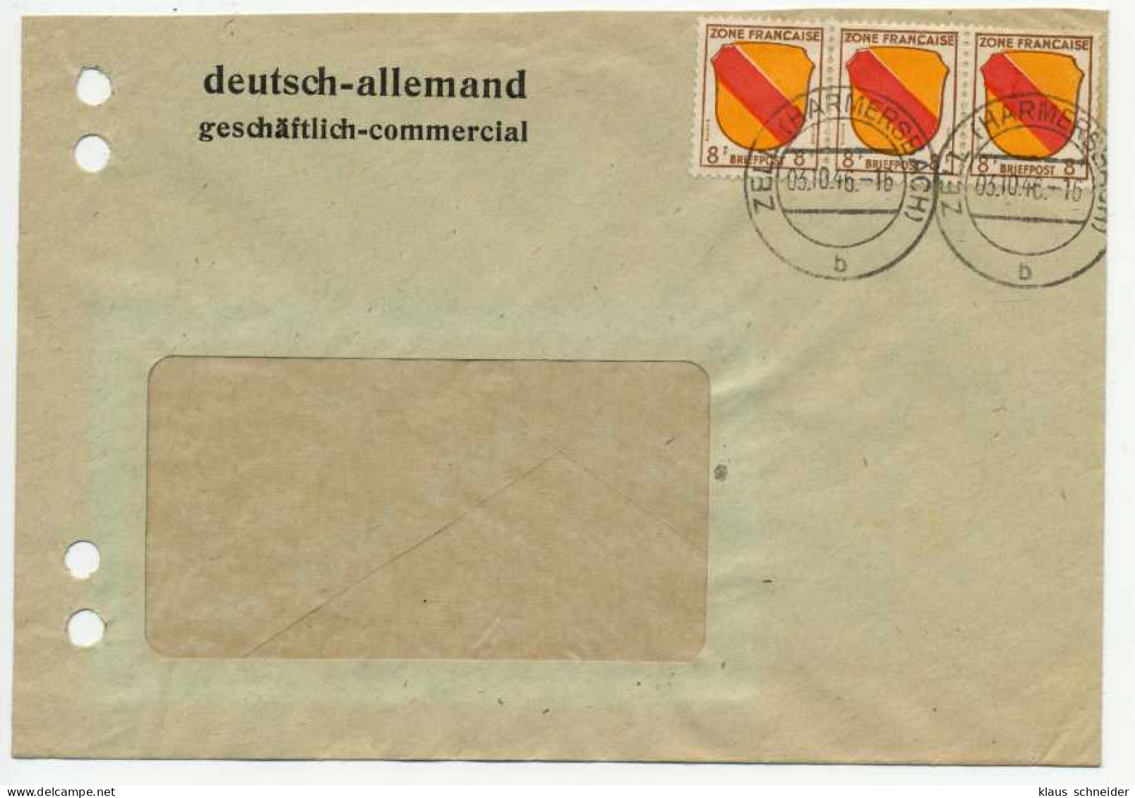 FRANZ. ZONE ALLG. AUSG. Nr 4 BRIEF MEF X5BC2D2 - Amtliche Ausgaben