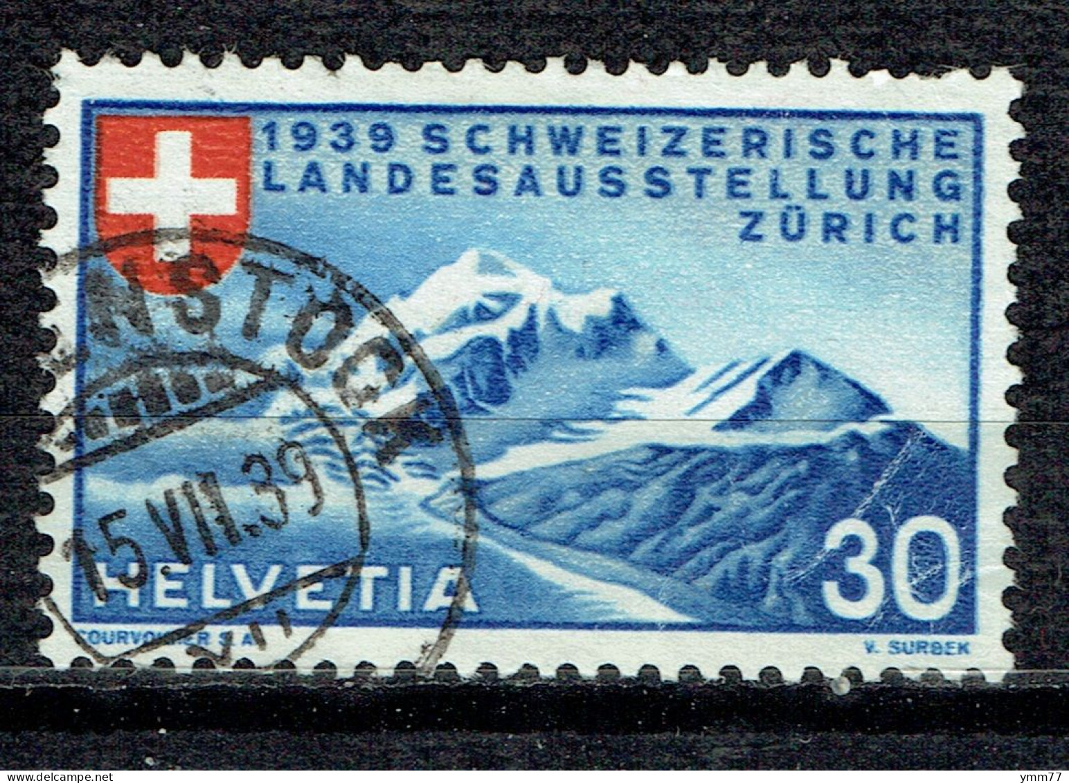 Exposition Nationale De Zurich : Pic Roseg Et Séracs Du Glacier De La Scherva (en Allemand) - Oblitérés