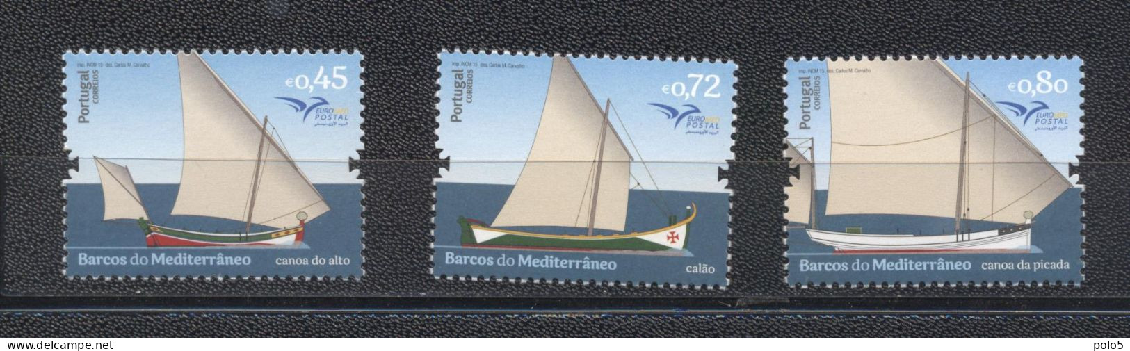 Portugal 2015-Euromed: Boats Of The Mediterranean Set (3v) - Ongebruikt