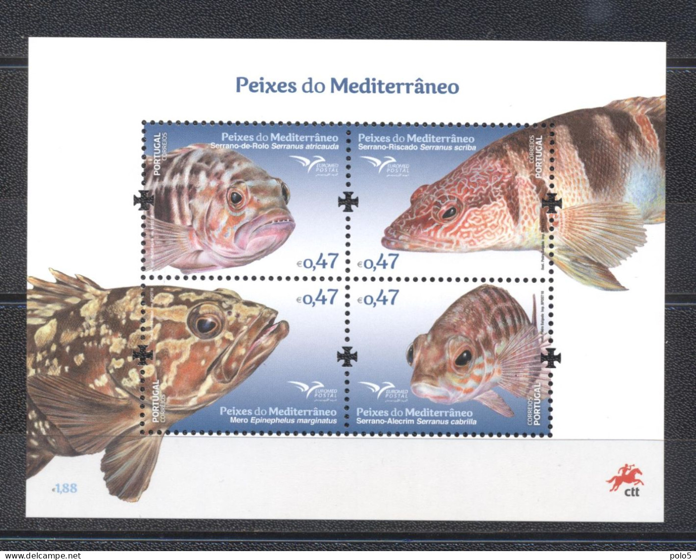 Portugal 2016-Euromed: Fishes Of The Mediterranean Sea M/sheet - Ungebraucht