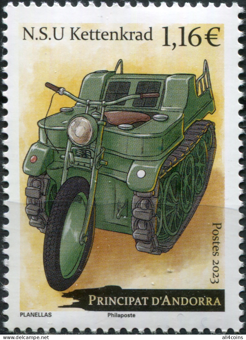 Andorra [Fr.] 2023. NSU Kettenkrad Motorized Tractor (MNH OG) Stamp - Nuovi