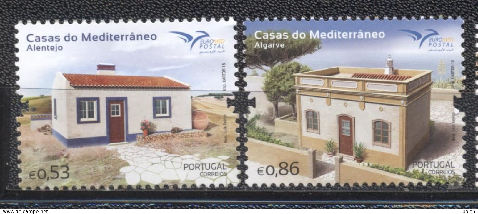 Portugal 2018-Euromed: Houses In The Mediterrnean Set (2v) - Unused Stamps