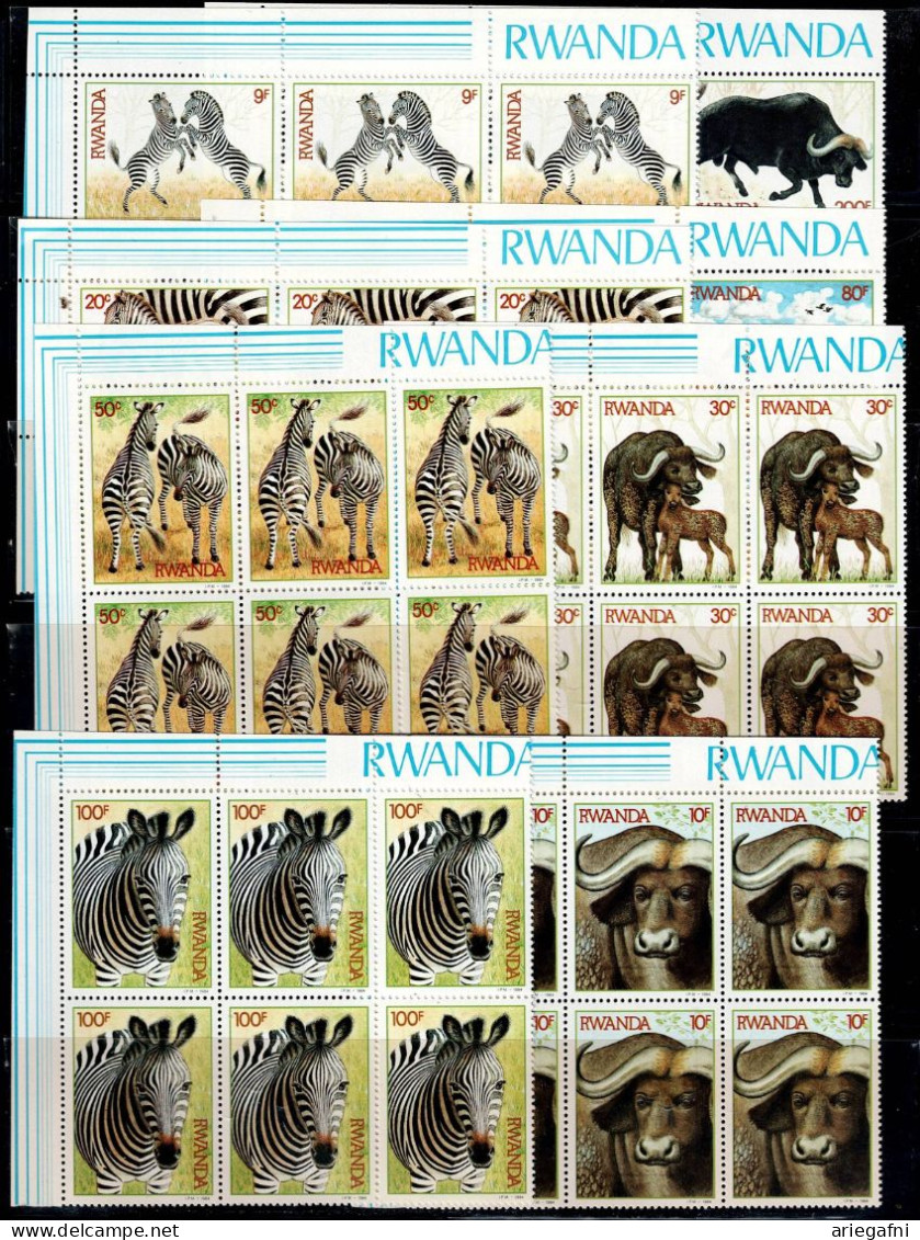 RUANDA 1984 ZEBRAS AND BUFFALO BLOCK OF 6 MI No 1283-90 MNH VF!! - Sonstige & Ohne Zuordnung