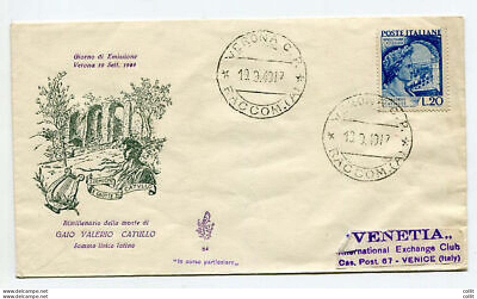 Italia FDC Venetia 1949 Catullo  Non Viaggiata - FDC