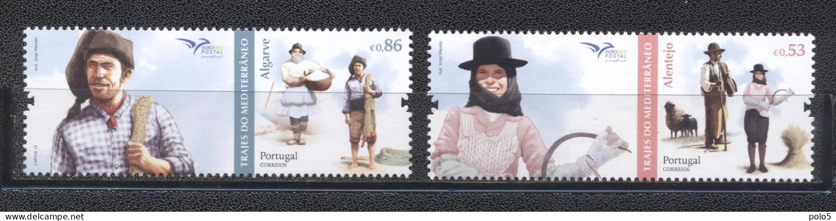 Portugal 2019-Euromed: Traditional Costumes Set (2v) - Unused Stamps