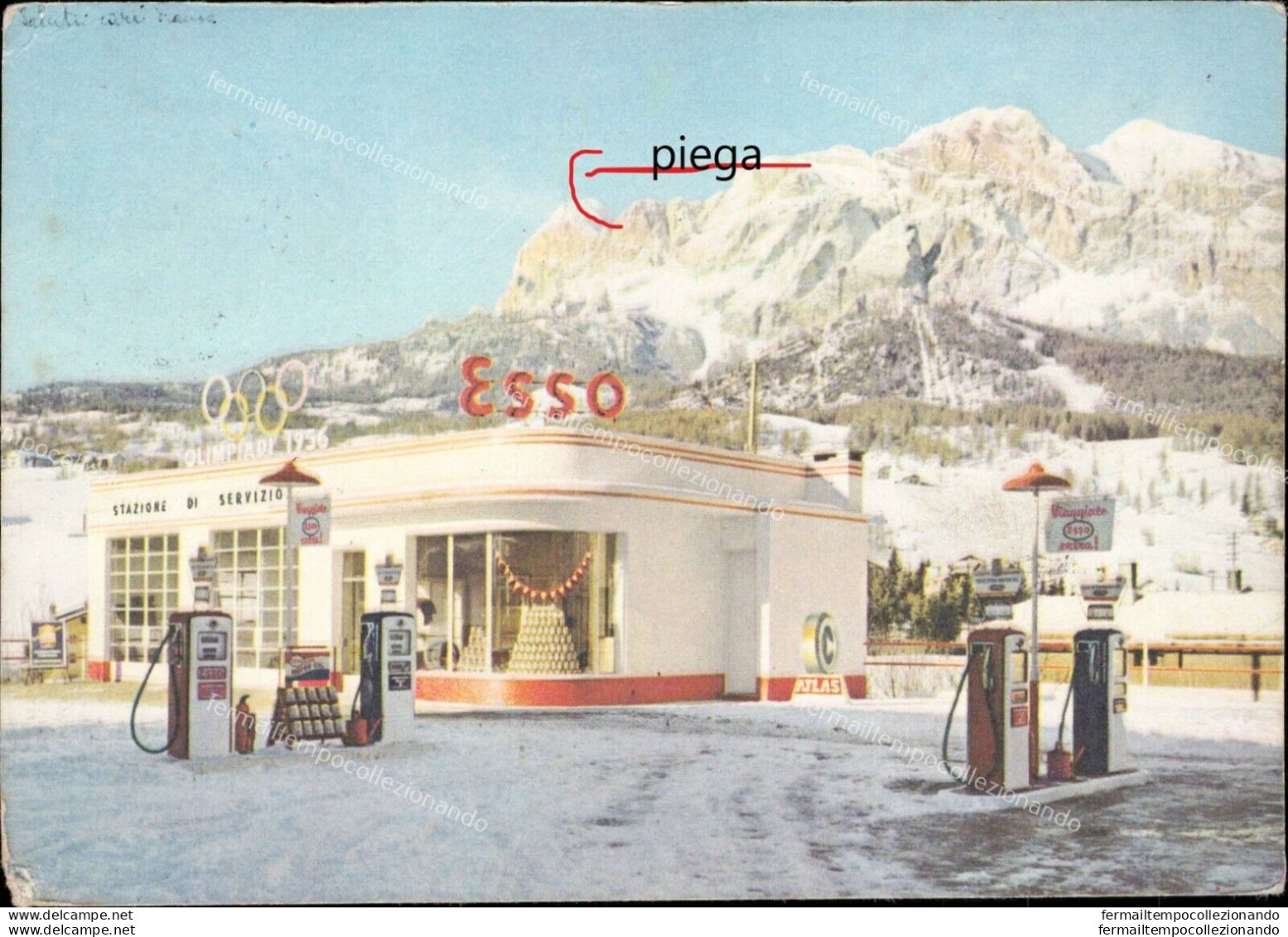 Al112 Cartolina Olimpiadi Invernali 1956 Cortina D'ampezzo Distributore Esso - Belluno