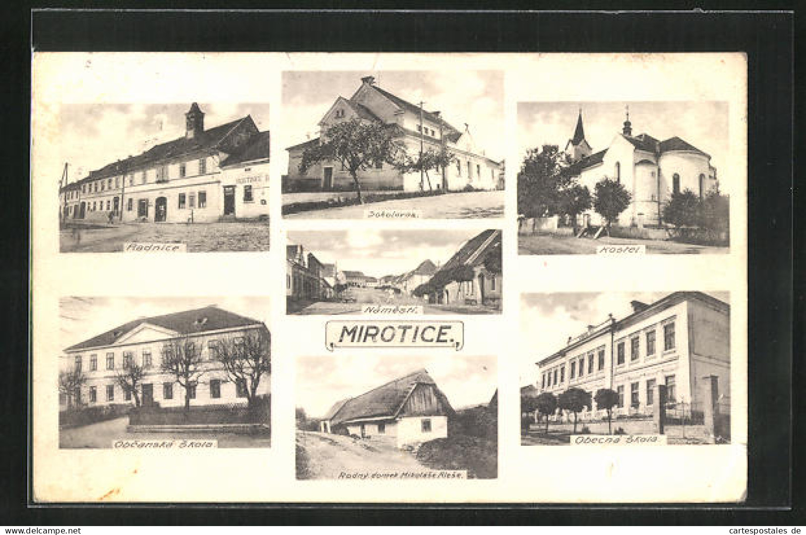AK Mirotice, Radnice, Kostel, Namesti  - Tschechische Republik