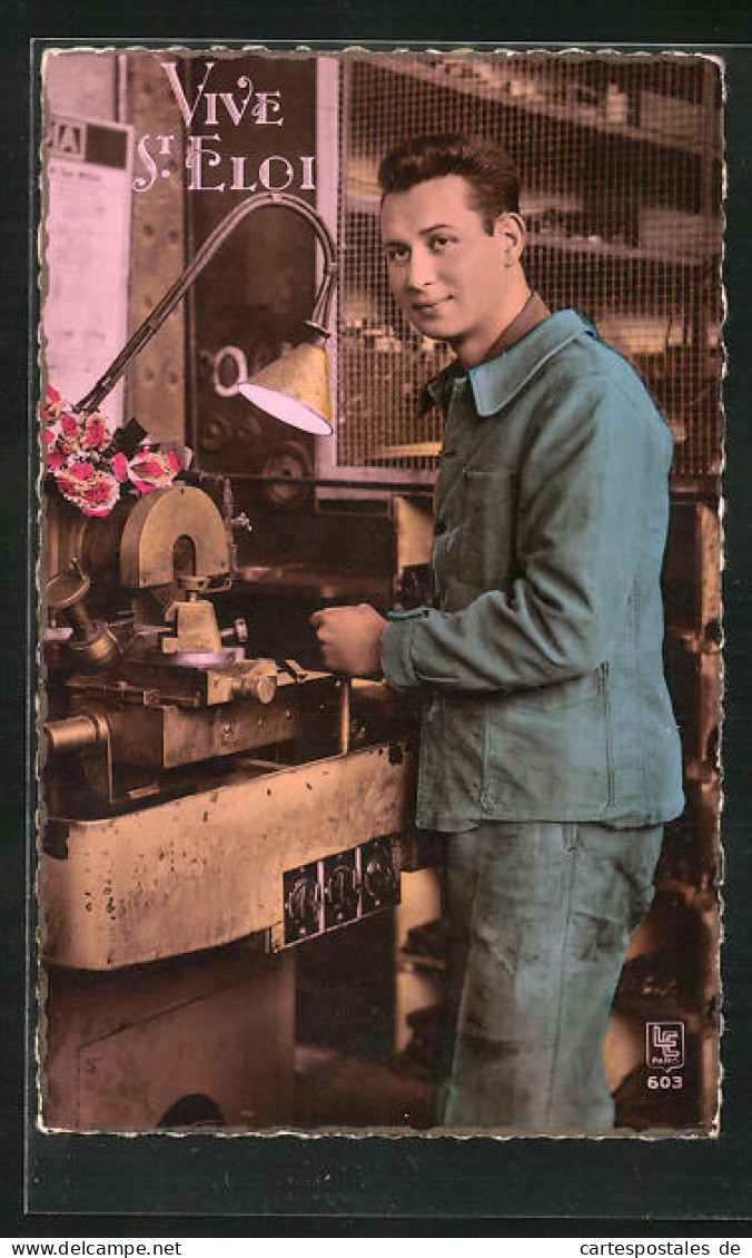 AK Vive St. Eloi, Fabrikarbeiter An Seiner Maschine  - Industrie