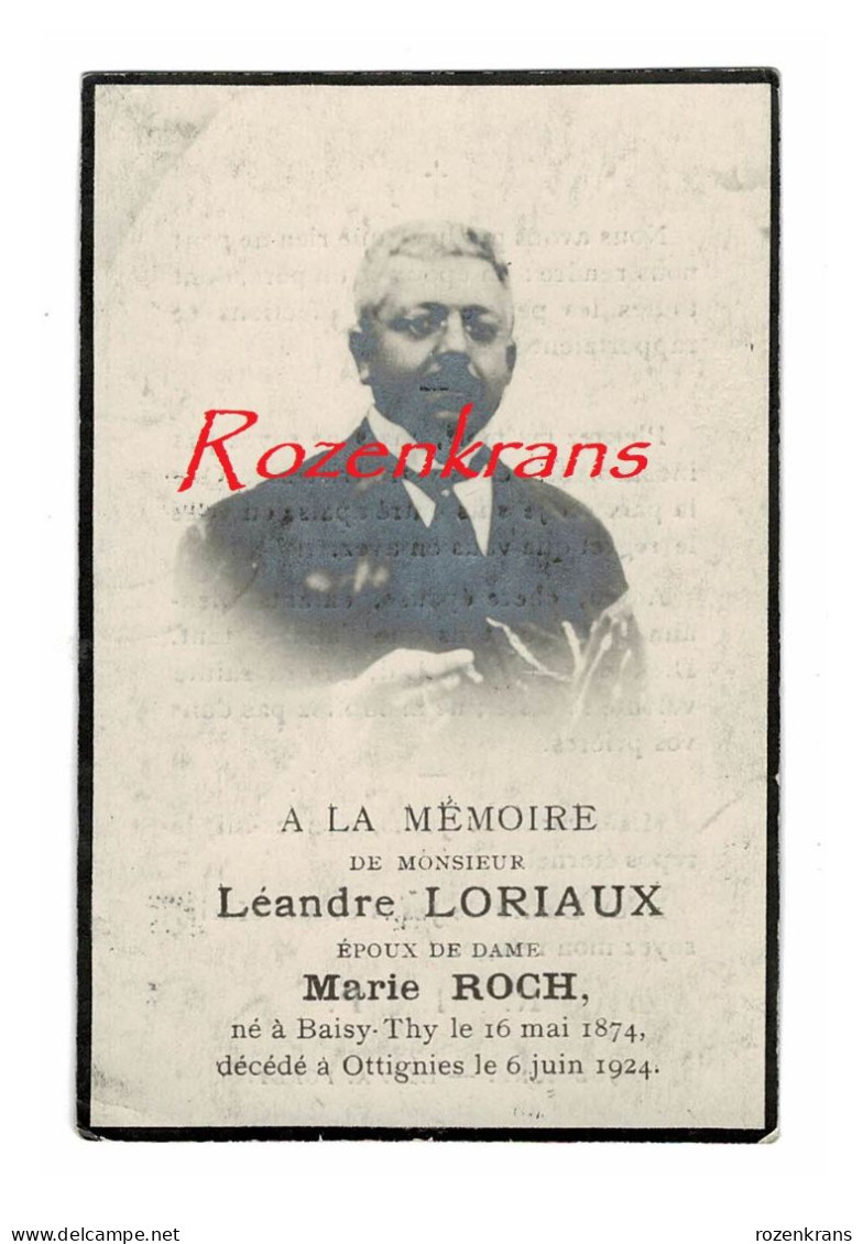 Leandre Loriaux Marie Roch Baisy-Thy Ottignies 1924 Foto Photo Doodsprentje Bidprentje Avis De Décès - Avvisi Di Necrologio