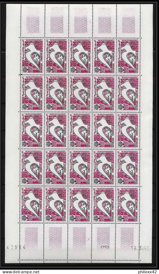 92526 Tunisie (tunisia) N°502/503 Année Mondiale Du Réfugié Refugees HCR 1960 Colombe Dove Feuille Sheet - Vluchtelingen