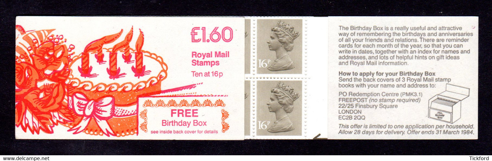 GRANDE-BRETAGNE 1983 - Carnet Yvert C1076-1-2A - SG FS1B - NEUF** MNH - £1.60 Booklet - Birtday Box Design - Carnets