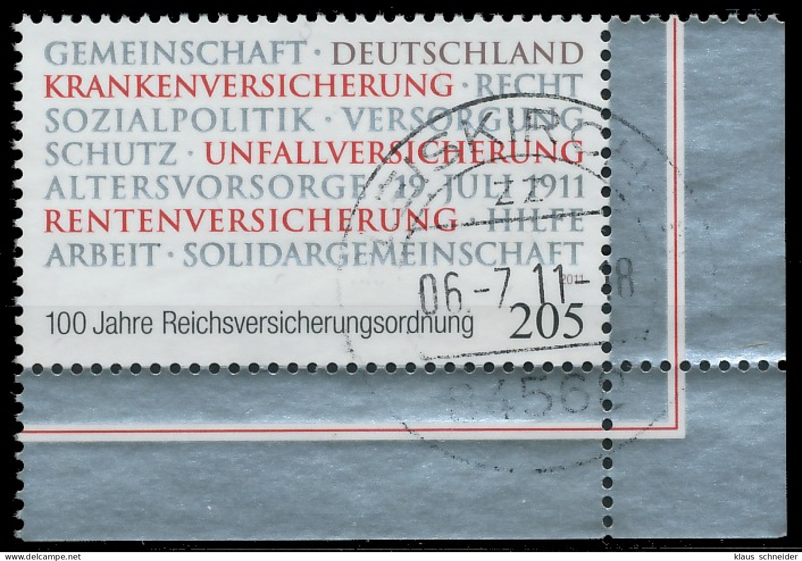 BRD BUND 2011 Nr 2868 Zentrisch Gestempelt ECKE-URE X36B95E - Used Stamps