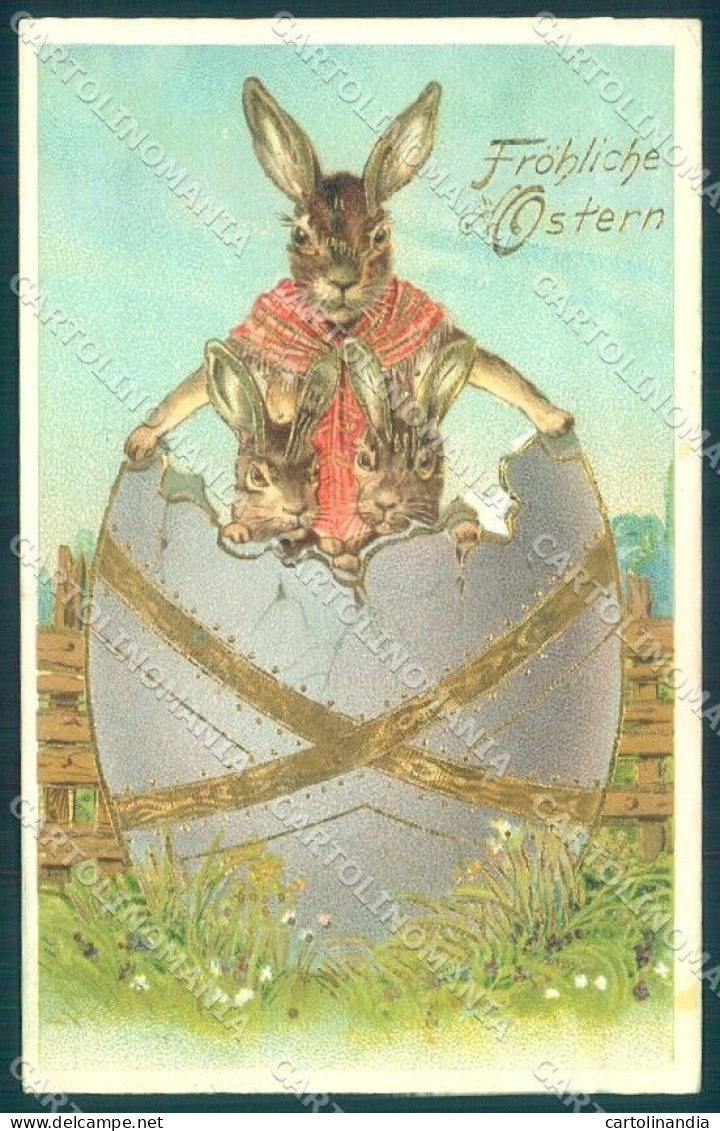 Greetings Easter Dressed Hare Egg Relief Serie 196 Cartolina Postcard TW1814 - Otros & Sin Clasificación