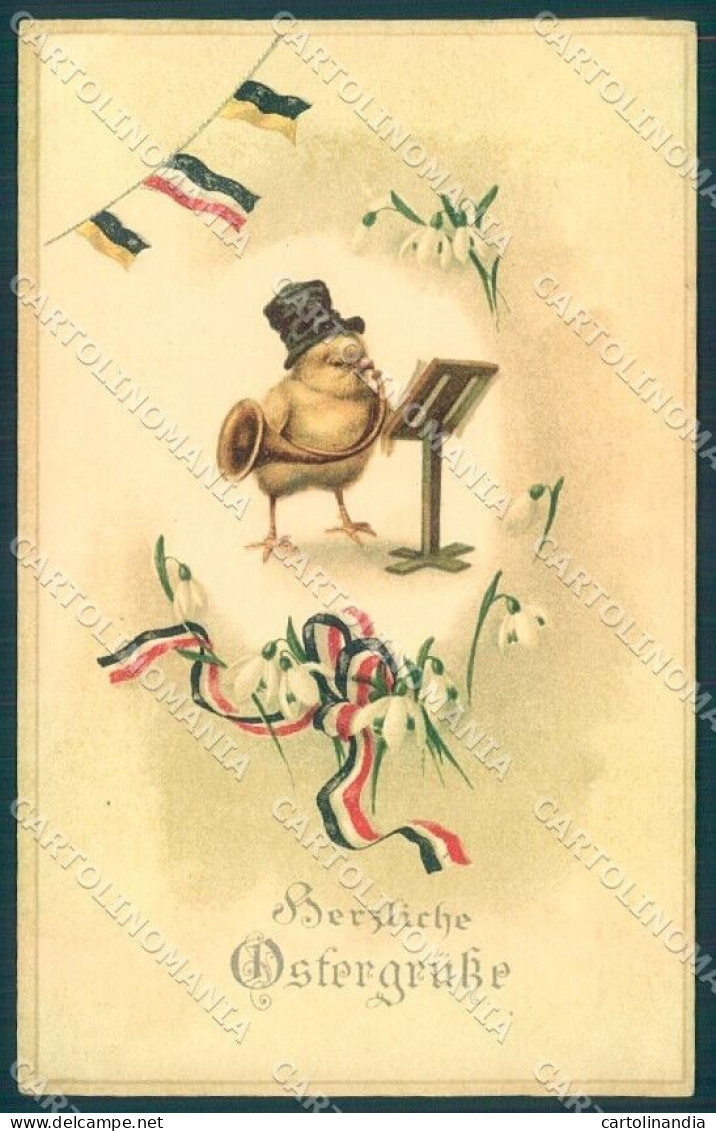 Greetings Easter Humanized Chick Flag Flower Serie MSiB 1378 Postcard TW1851 - Otros & Sin Clasificación