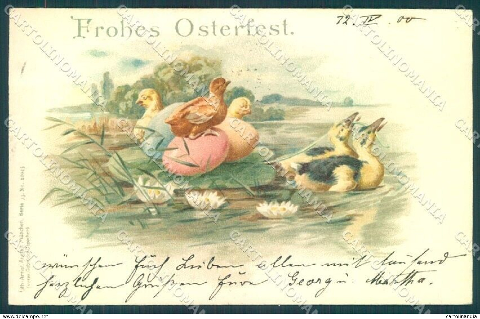 Greetings Easter Egg Chick Serie 73-20045 CORNER CREASE Postcard TW1849 - Otros & Sin Clasificación