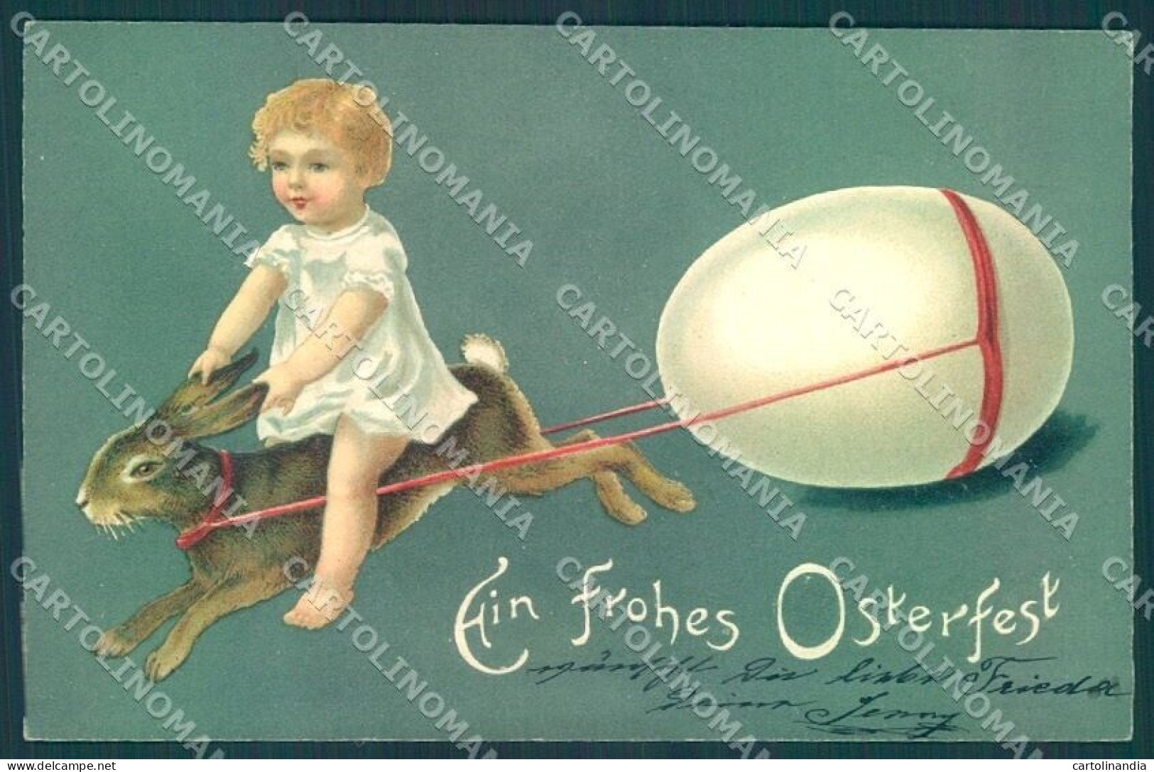 Greetings Easter Egg Hare Child Relief Cartolina Postcard TW1804 - Otros & Sin Clasificación