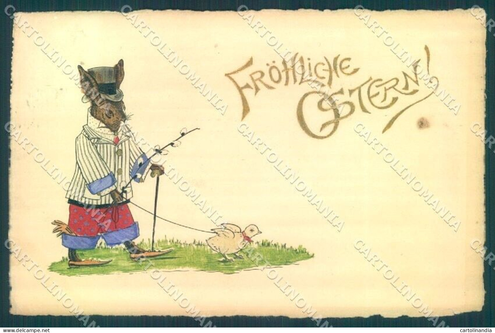 Greetings Easter Dressed Hare Chick Relief Cartolina Postcard TW1792 - Otros & Sin Clasificación