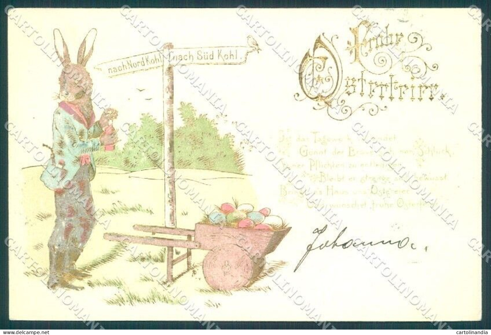 Greetings Easter Egg Dressed Hare Relief Cartolina Postcard TW1790 - Otros & Sin Clasificación