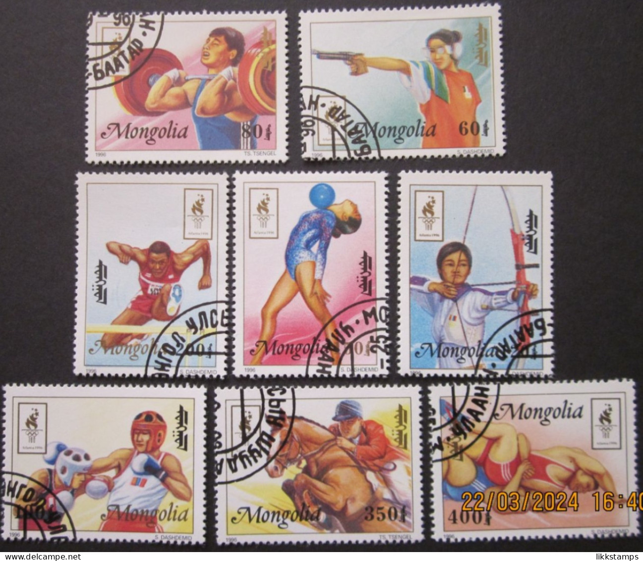 MONGOLIA ~ 1996 ~ S.G. NUMBERS 2549 - 2556, ~ OLYMPIC GAMES. ~ VFU #03487 - Mongolei