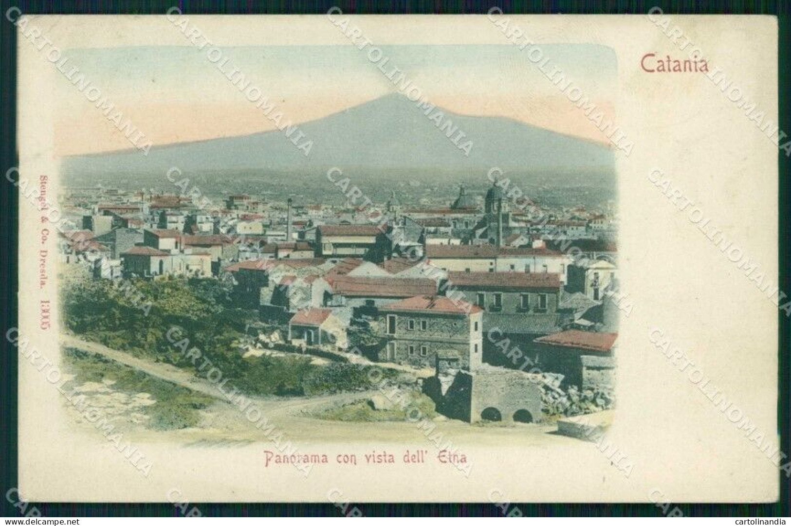 Catania Città Etna Stengel 13005 PIEGHINA Cartolina RB6704 - Catania