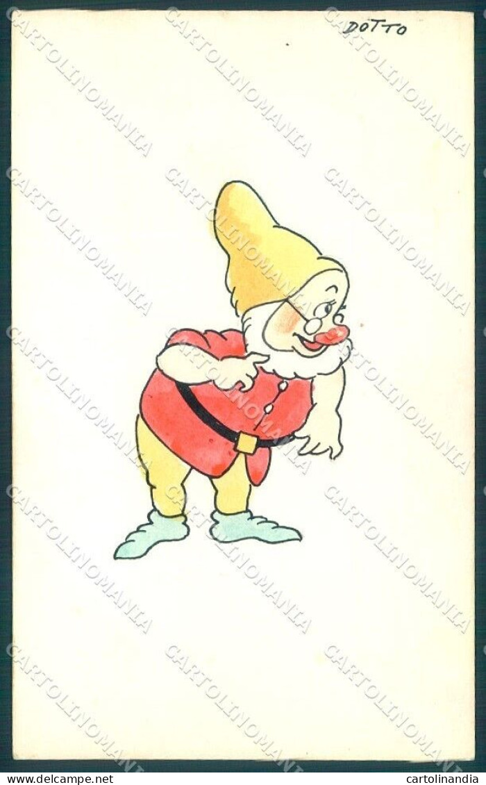 Artist Signed Hand Painted 10x16 Cm Snowhite Gnome Dotto Cardboard TW1759 - Fairy Tales, Popular Stories & Legends