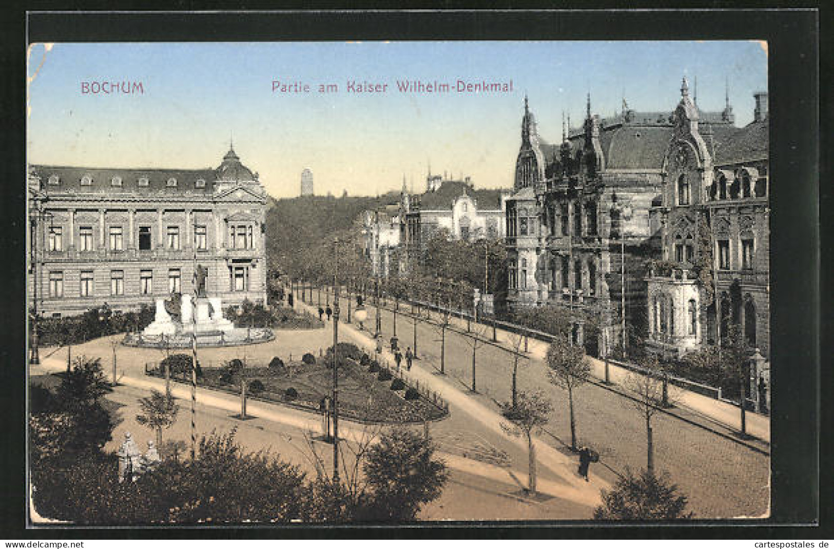 AK Bochum, Strassenpartie Am Kaiser Wilhelm-Denkmal  - Bochum