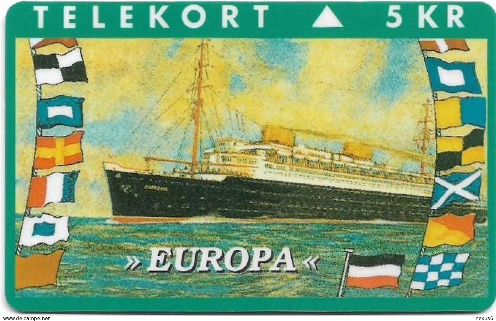 Denmark - KTAS - Ships (Green) - Europa - TDKP093 - 07.1994, 2.000ex, 5kr, Used - Denemarken