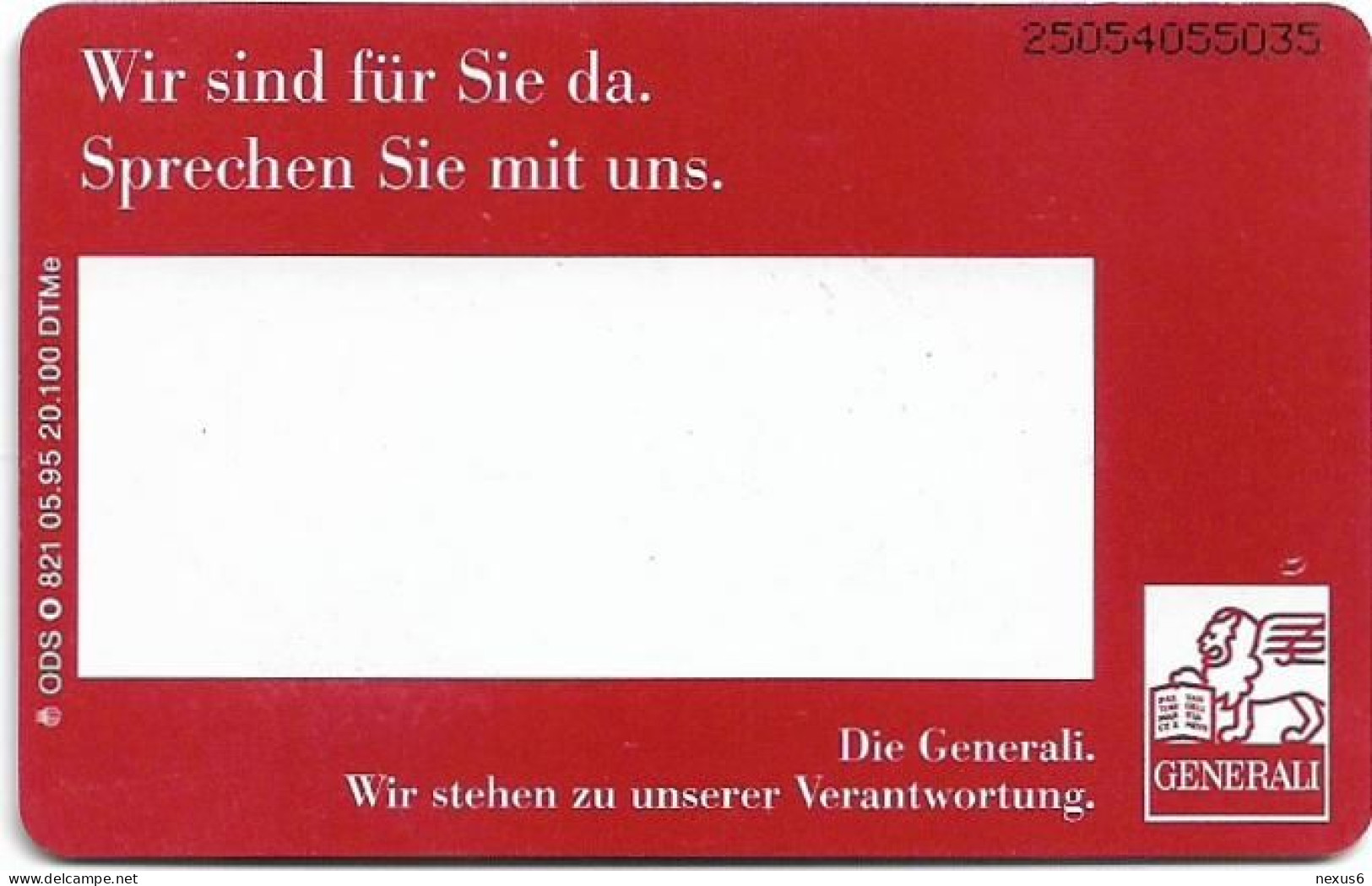 Germany - 150 Jahre Generali Versicherungen - O 0821 - 05.1995, 6DM, 20.100ex, Mint - O-Series: Kundenserie Vom Sammlerservice Ausgeschlossen