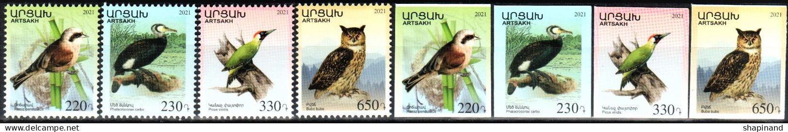 Artsakh 2021 "Fauna.Birds" 4v Perforated & 4v Unperforated Quality:100% - Armenia