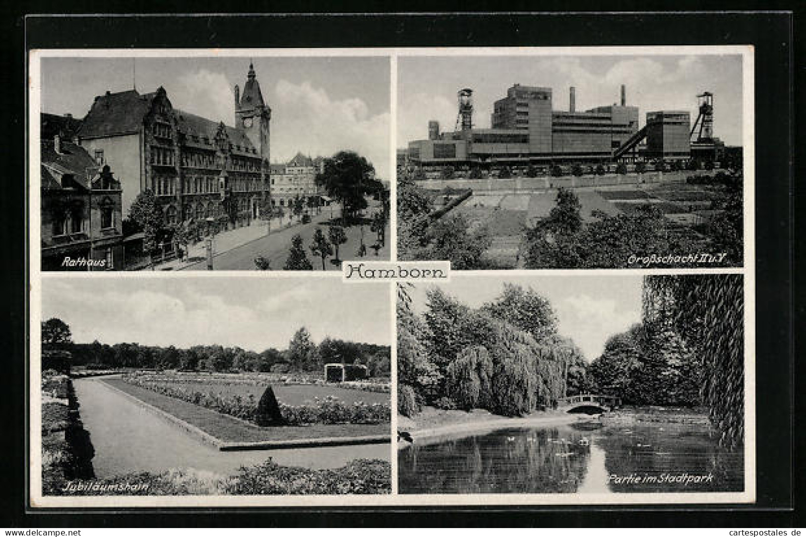 AK Hamborn, Rathaus, Partie Im Stadtpark, Grossschacht II. U. V.  - Mijnen