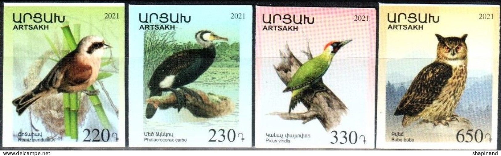 Artsakh 2021 "Fauna.Birds" 4v Unperforated Quality:100% - Armenia