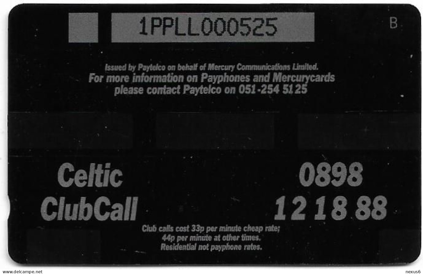 UK (Paytelco) - Football Clubs - Celtic (Big Overprint) - 1PPLL - Used - Mercury Communications & Paytelco