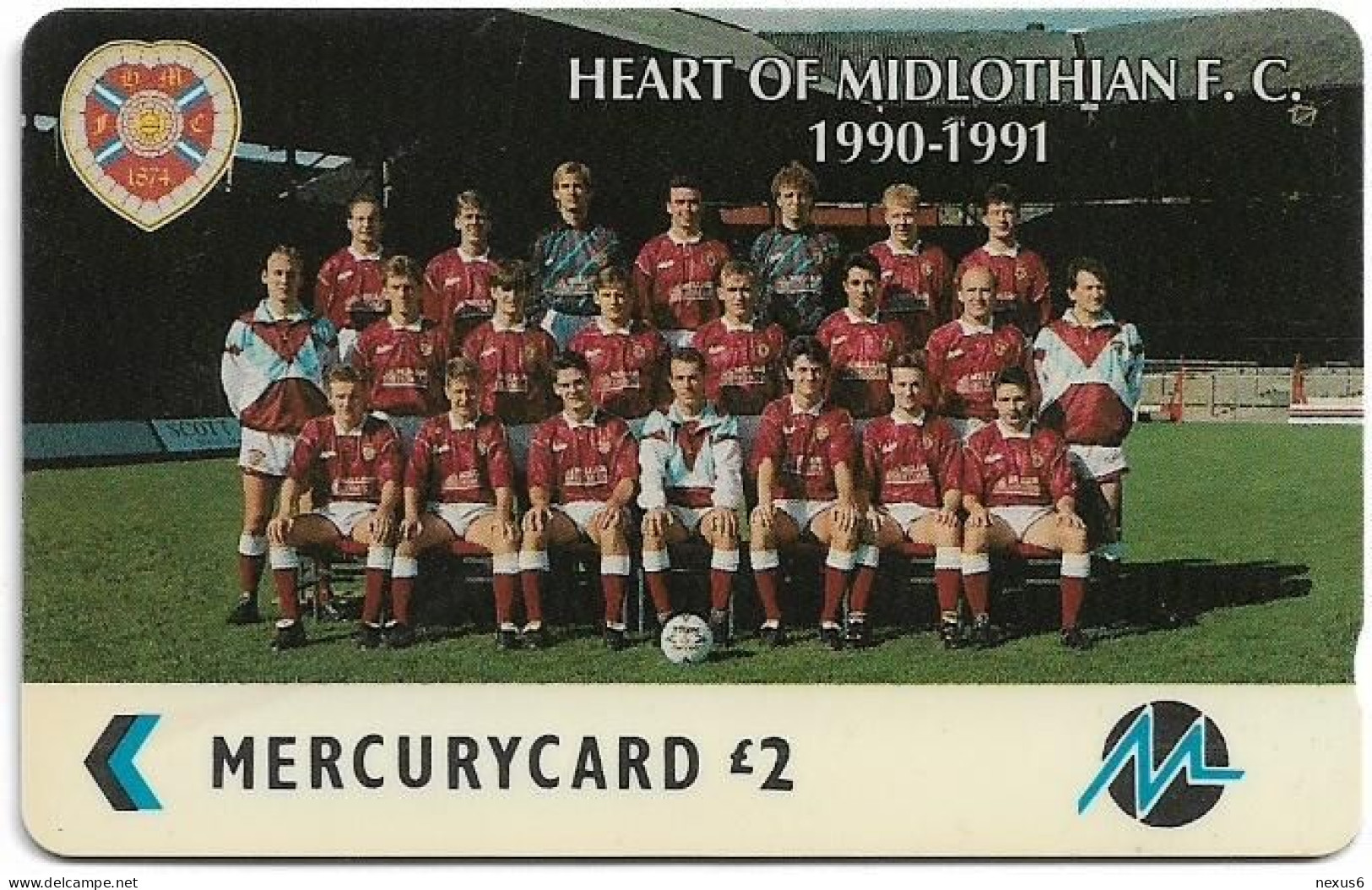 UK (Paytelco) - Football Clubs - Heart Of Midlothian Team Photo - 1PPLF - 1.377ex, Used - Mercury Communications & Paytelco